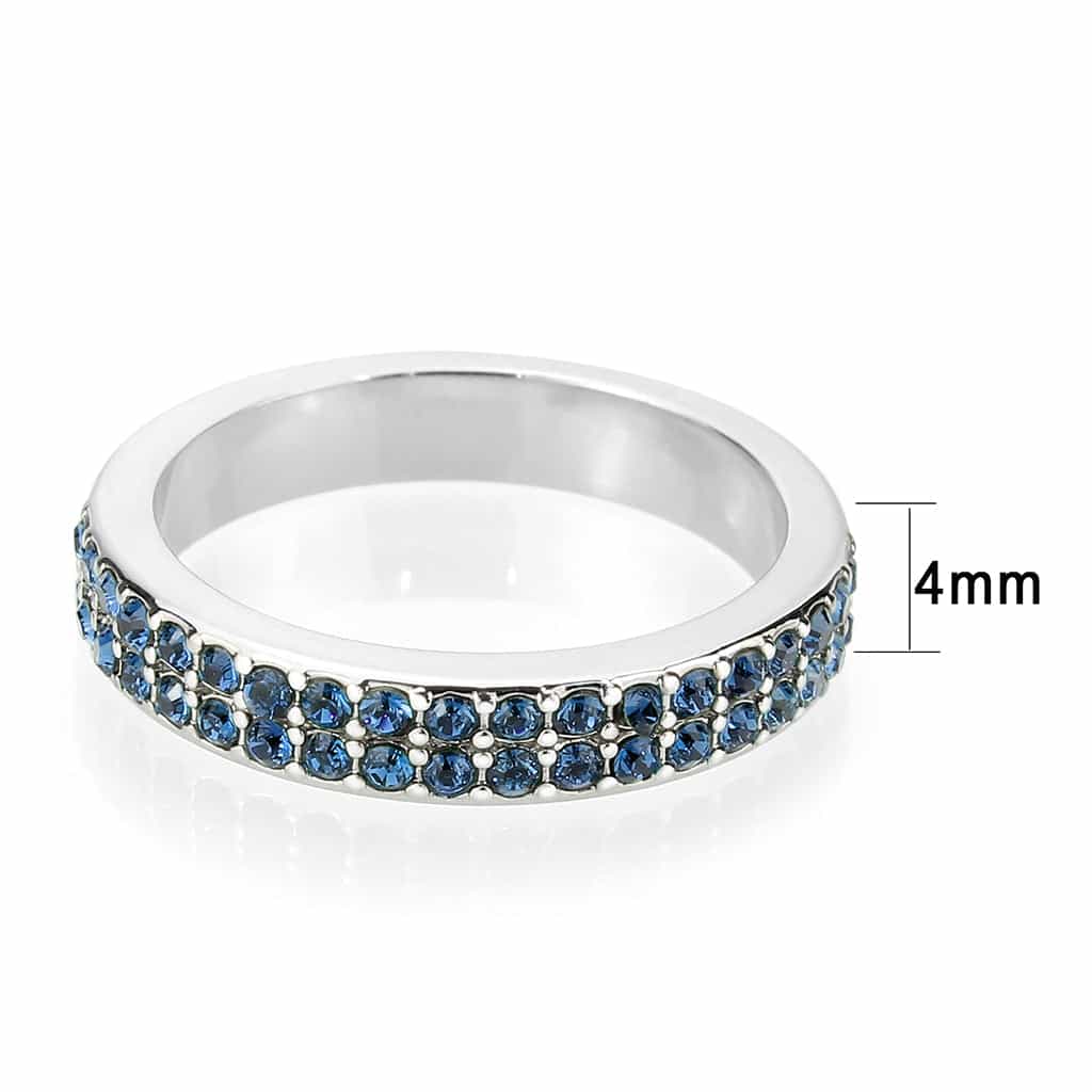 Brass Silver Blue Crystal Pave Band Ring | The Stainless Jewelry view 7