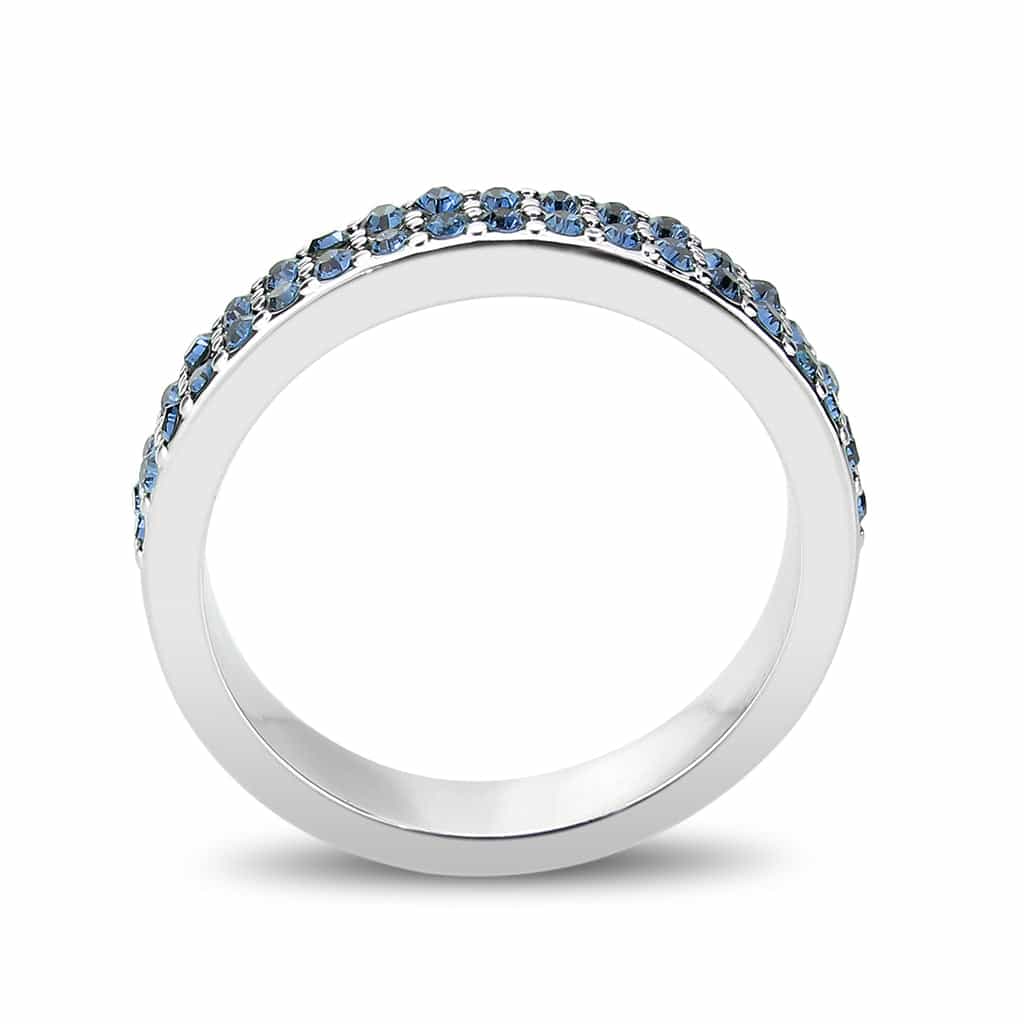 Brass Silver Blue Crystal Pave Band Ring | The Stainless Jewelry view 9