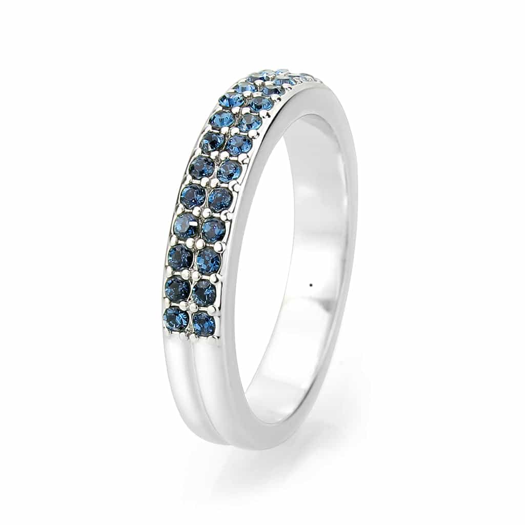 Brass Silver Blue Crystal Pave Band Ring | The Stainless Jewelry view 5