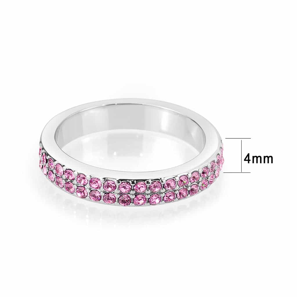 Brass Silver Pink Crystal Pave Band Ring | The Stainless Jewelry view 7