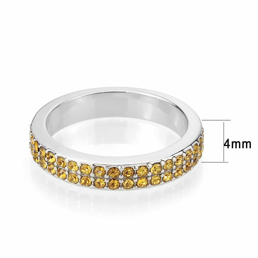 Brass Silver Amber Topaz Crystal Pave Band Ring view 7