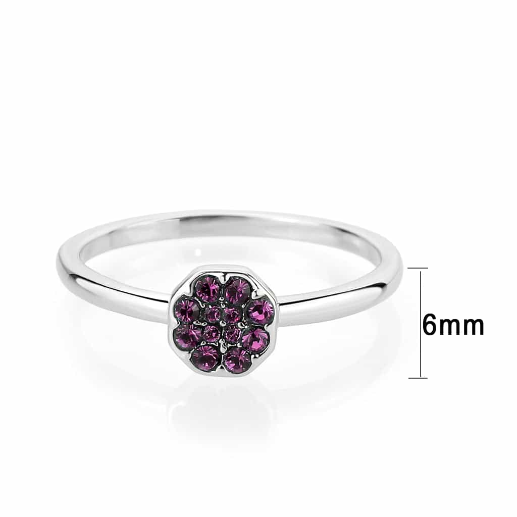 Brass Silver Pink Crystal Flower Cluster Ring view 7