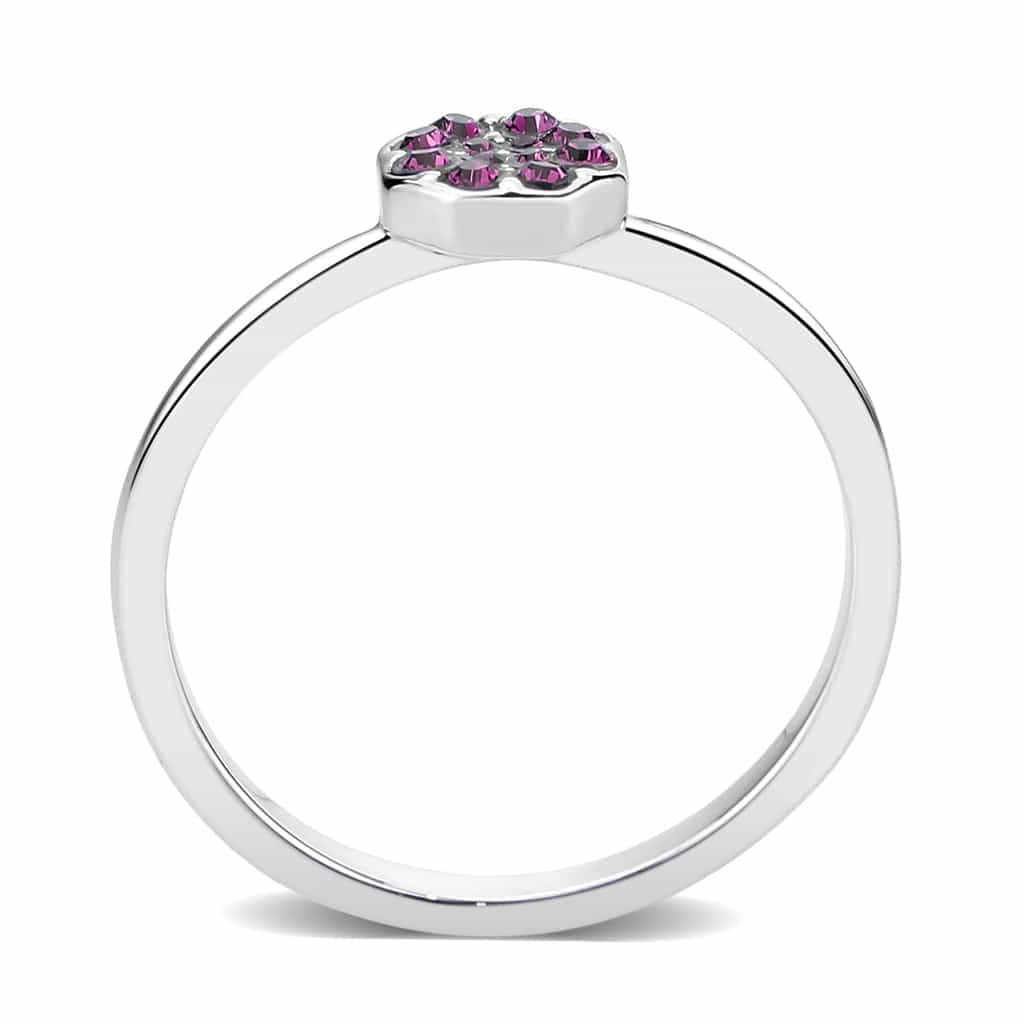 Brass Silver Pink Crystal Flower Cluster Ring view 9