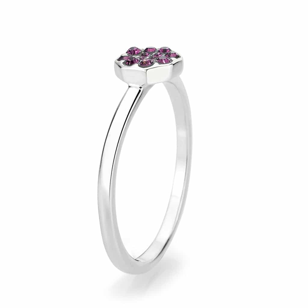 Brass Silver Pink Crystal Flower Cluster Ring view 10