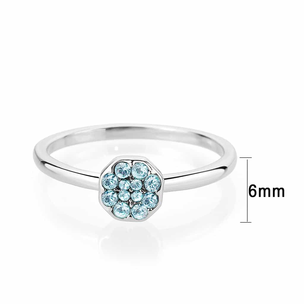 Brass Silver Aquamarine Crystal Flower Cluster Ring view 7