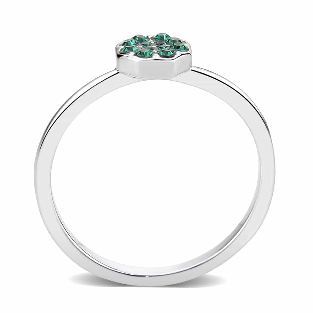 Brass Silver Emerald Crystal Flower Cluster Ring view 9