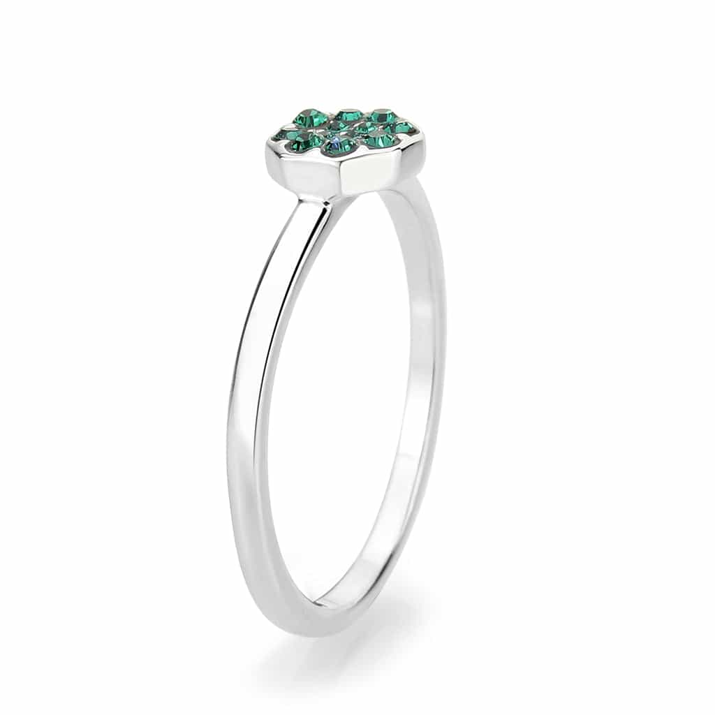 Brass Silver Emerald Crystal Flower Cluster Ring view 10