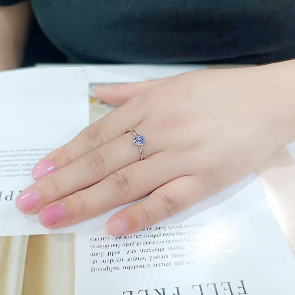 Brass Silver Tanzanite Crystal Flower Cluster Ring view 3