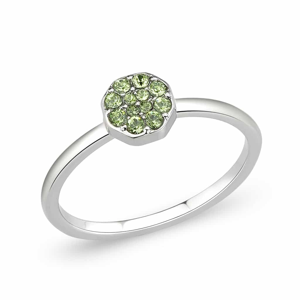 Brass Silver Peridot Crystal Flower Cluster Ring view 1