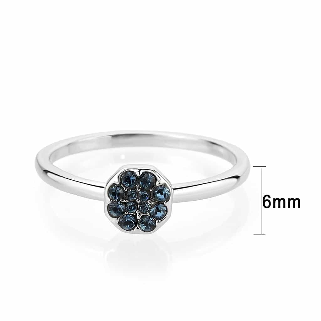 Brass Silver London Blue Crystal Flower Cluster Ring view 2