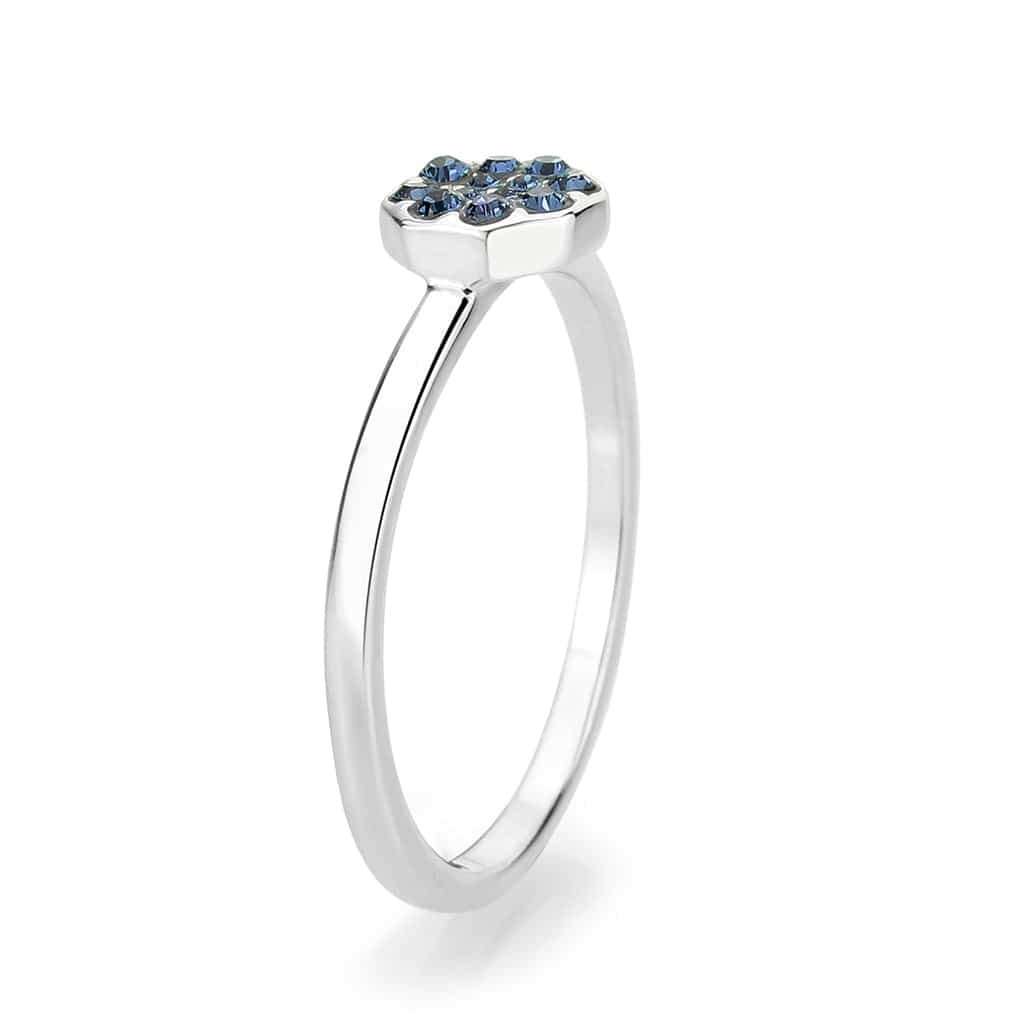Brass Silver London Blue Crystal Flower Cluster Ring view 10
