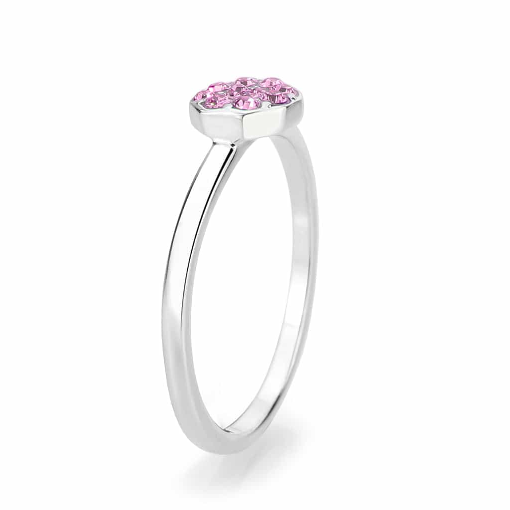 Brass Silver Rose Pink Crystal Flower Cluster Ring view 10
