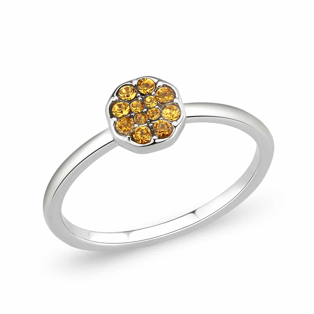 Brass Silver Topaz Crystal Flower Cluster Ring view 1