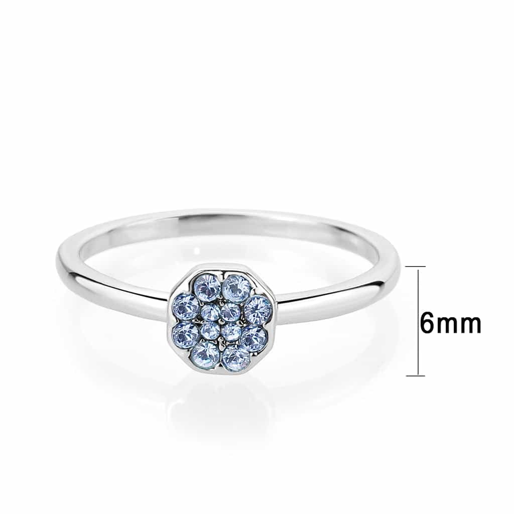 Brass Silver Light Sapphire Crystal Flower Cluster Ring view 2