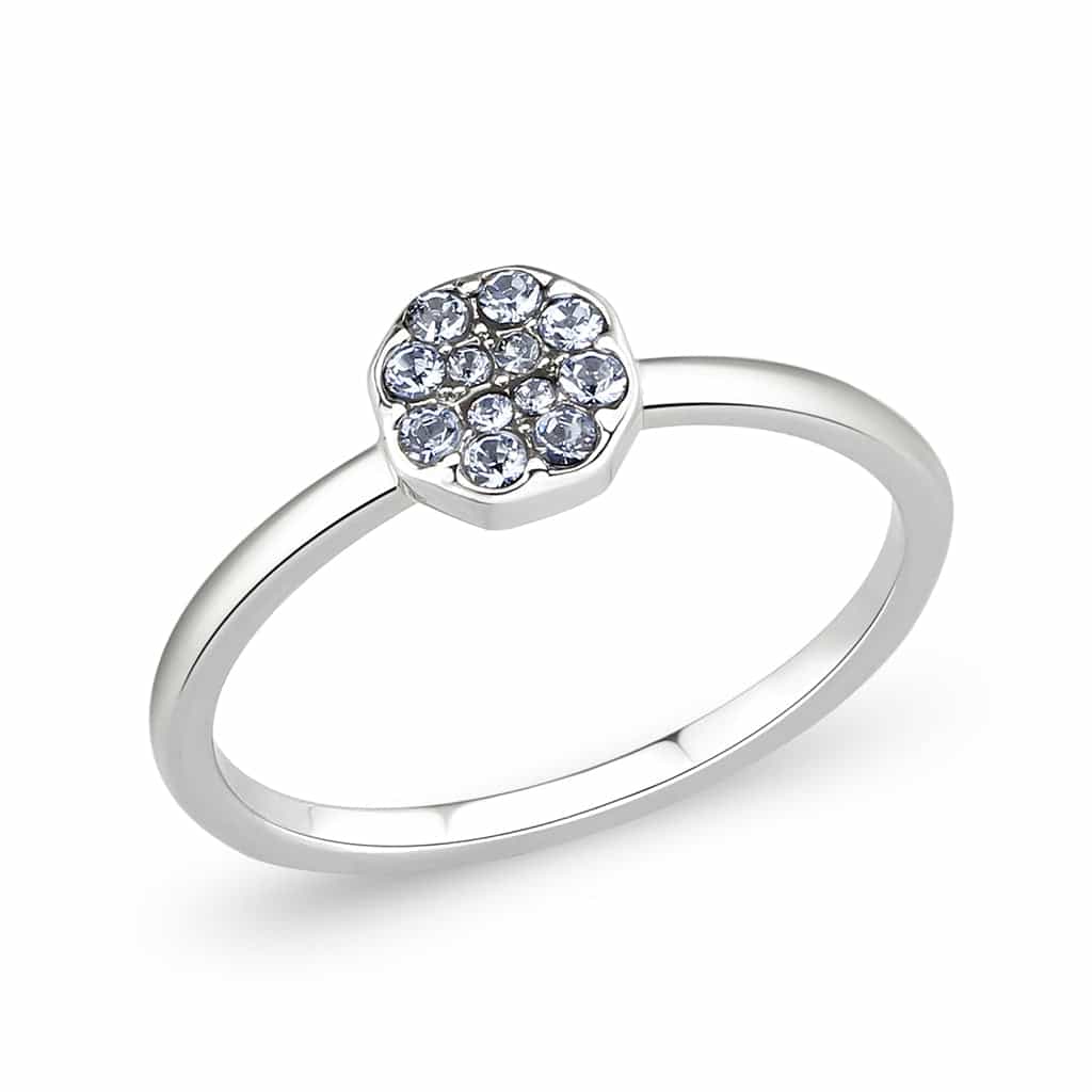 Brass Silver Light Sapphire Crystal Flower Cluster Ring view 1