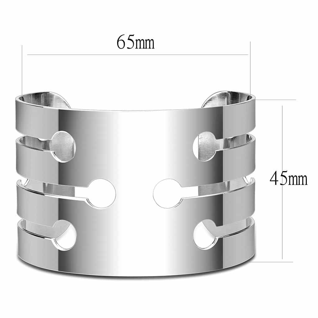 Stainless Steel Silver Keyhole Cutout Wide Cuff Bangle Bracelet view 6