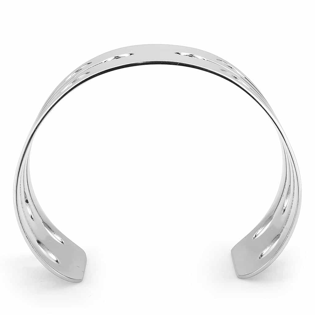 Stainless Steel Silver Keyhole Cutout Wide Cuff Bangle Bracelet view 7