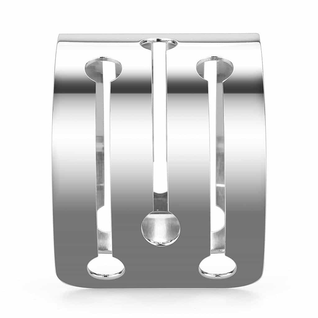 Stainless Steel Silver Keyhole Cutout Wide Cuff Bangle Bracelet view 8