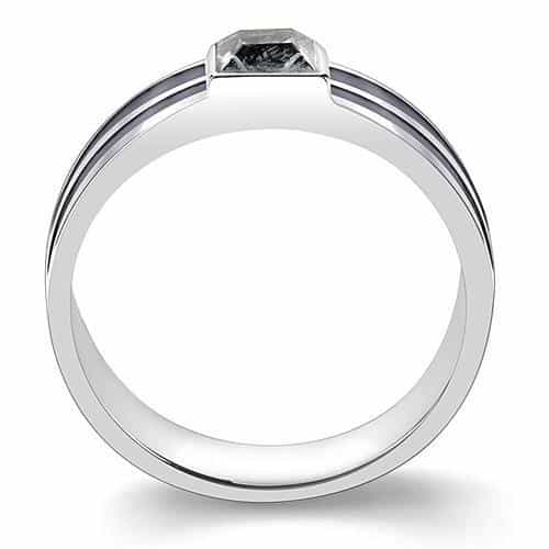 Stainless Steel Silver CZ Princess Bezel Channel Band Ring view 7