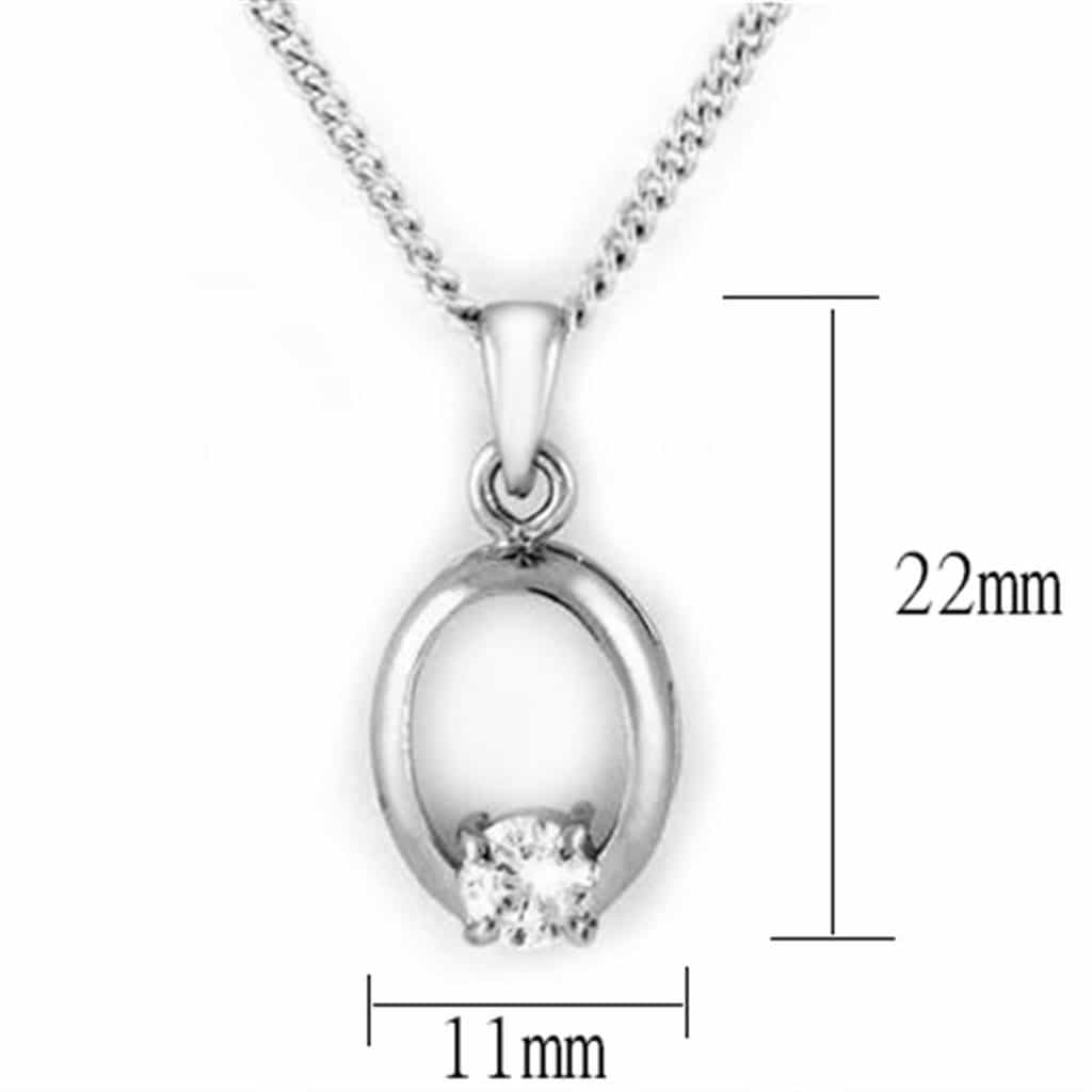 Brass Silver CZ Oval Horseshoe Pendant Necklace view 2