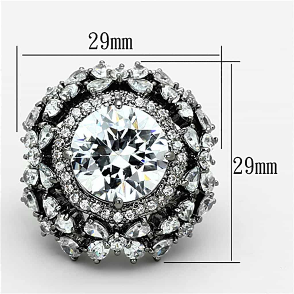 Brass Gunmetal CZ Round Halo Marquise Cluster Cocktail Ring view 4