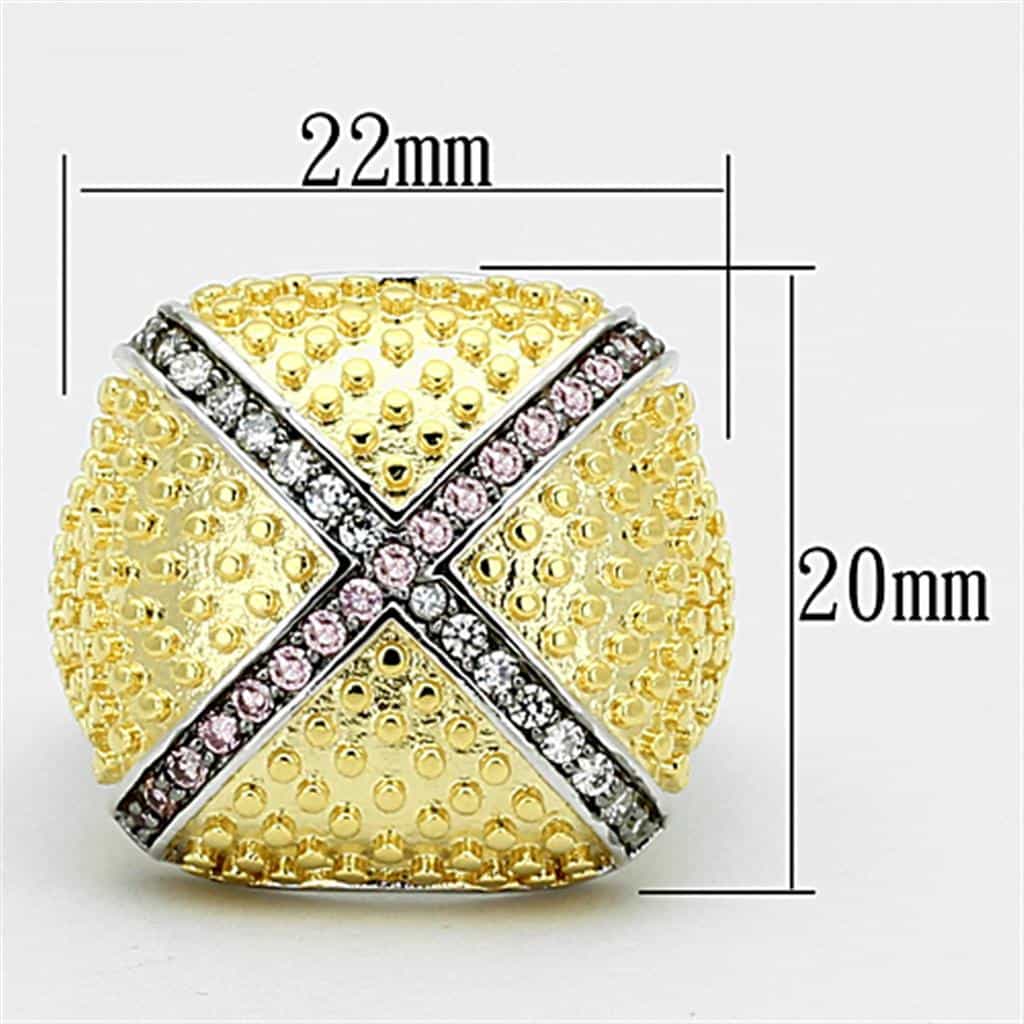 Brass Gold CZ X Cross Pave Dome Ring | The Stainless Jewelry view 4