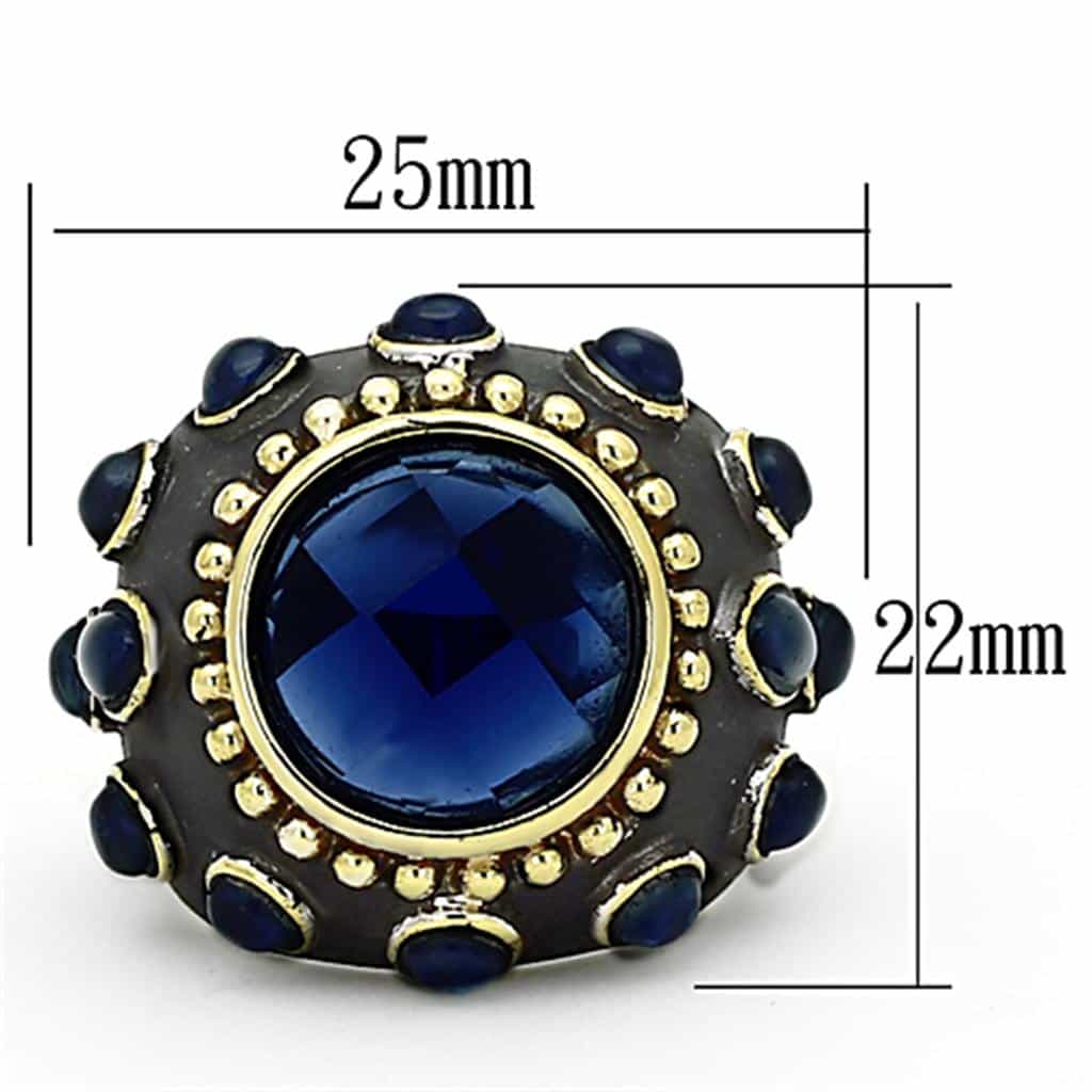 Brass Gunmetal Blue Sapphire Cabochon Dome Cocktail Ring view 4