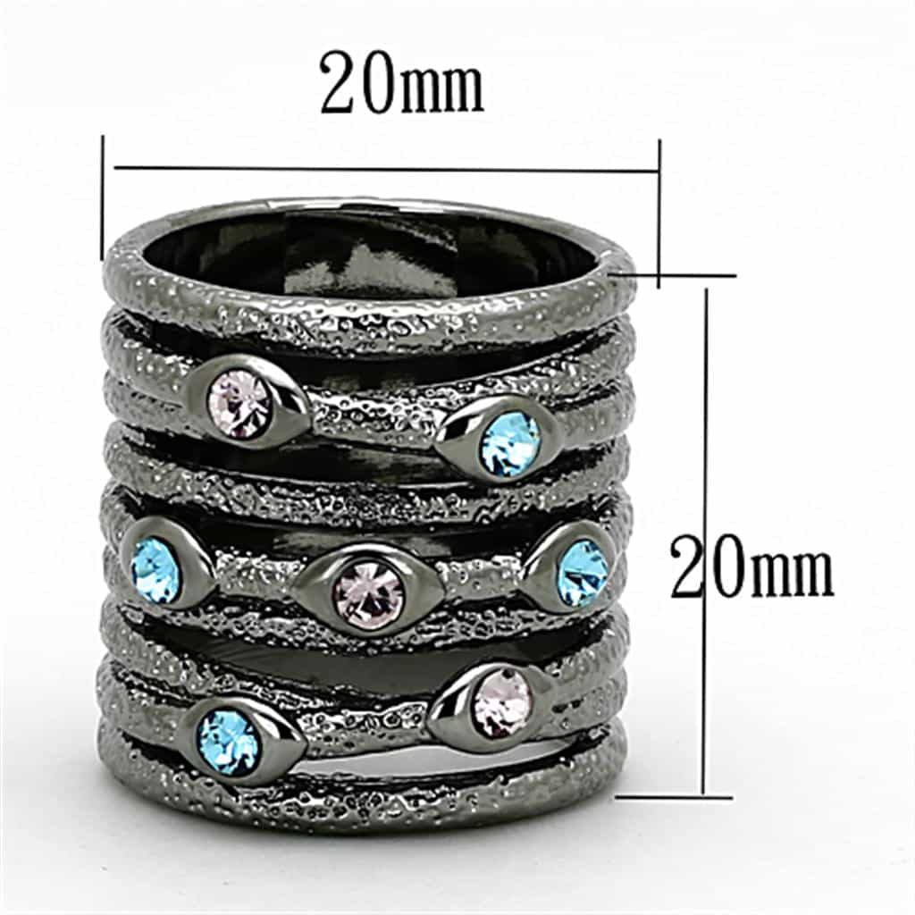 Brass Gunmetal CZ Bezel Multi Row Wide Band Ring view 4