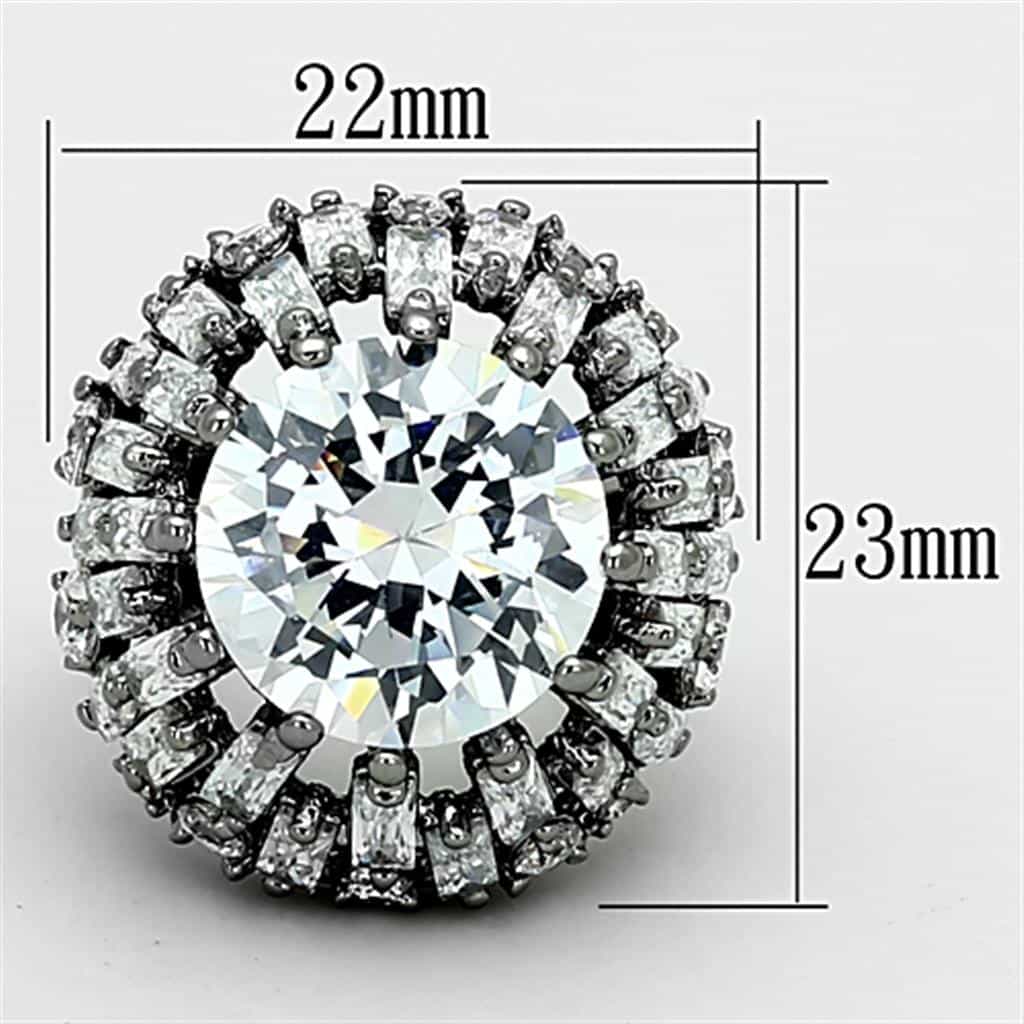 Brass Silver CZ Round Baguette Dome Cocktail Ring view 2