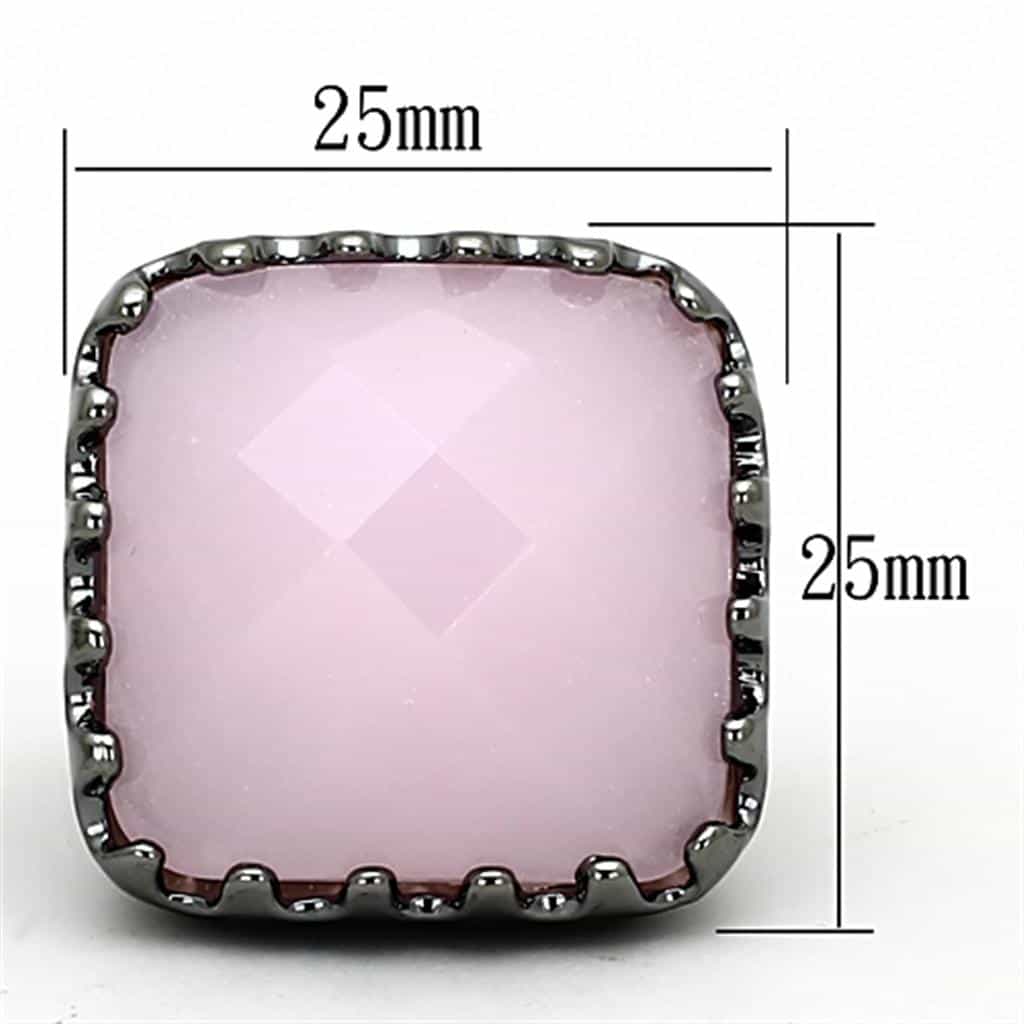 Brass Gunmetal Pink Quartz Faceted Square Crown Cocktail Ring view 4