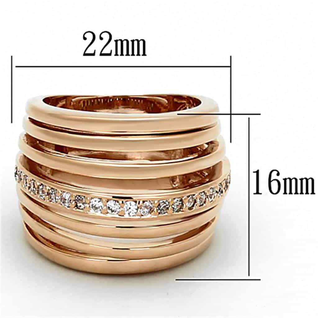 Brass Rose Gold Polished Multi Row Wide Band Ring view 2