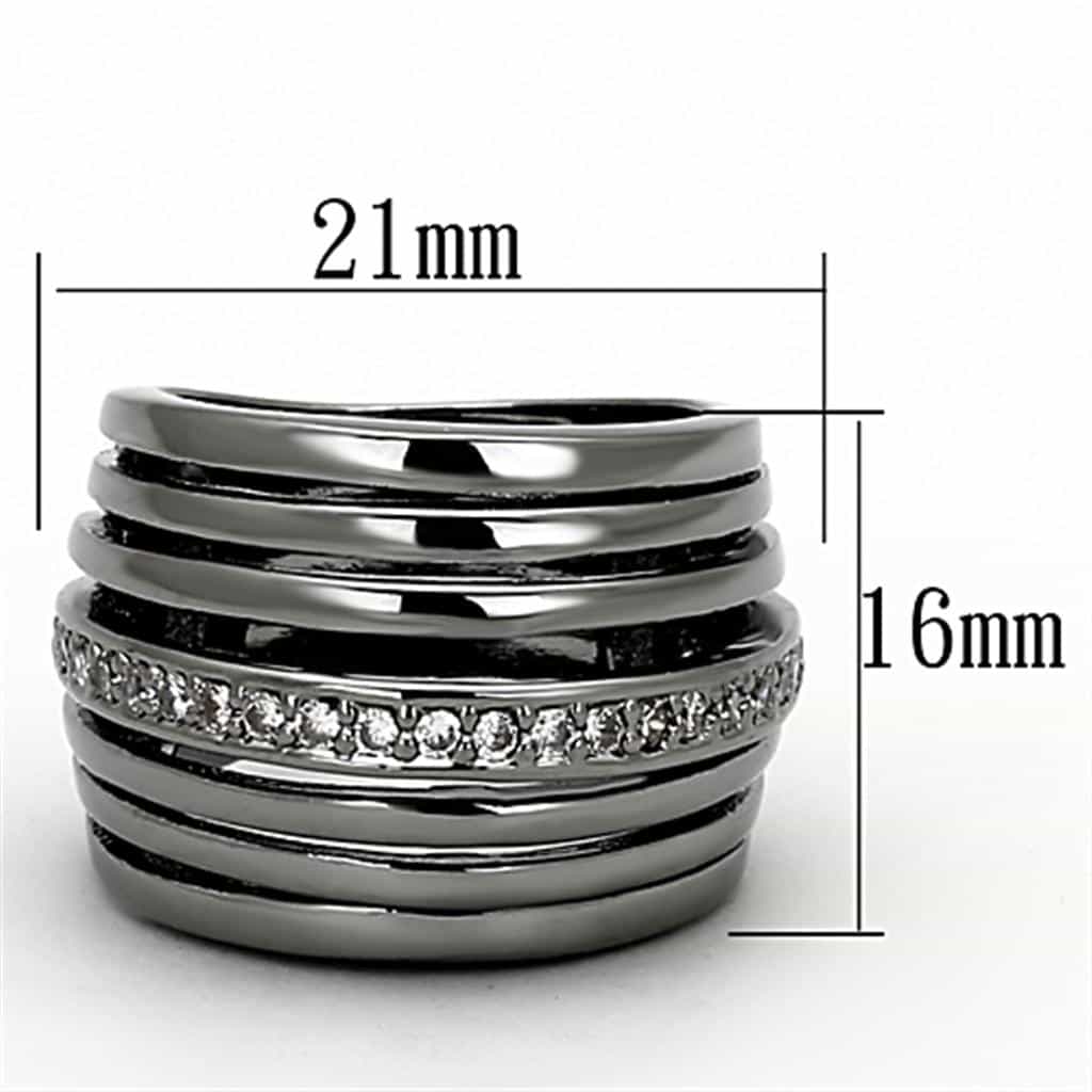 Brass Gunmetal CZ Pave Multi Row Wide Band Ring view 2