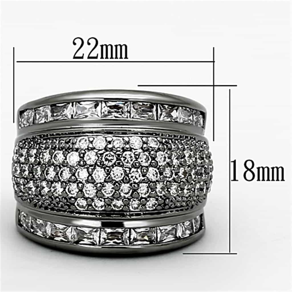 Brass Gunmetal CZ Pave Multi Row Wide Band Cocktail Ring view 2