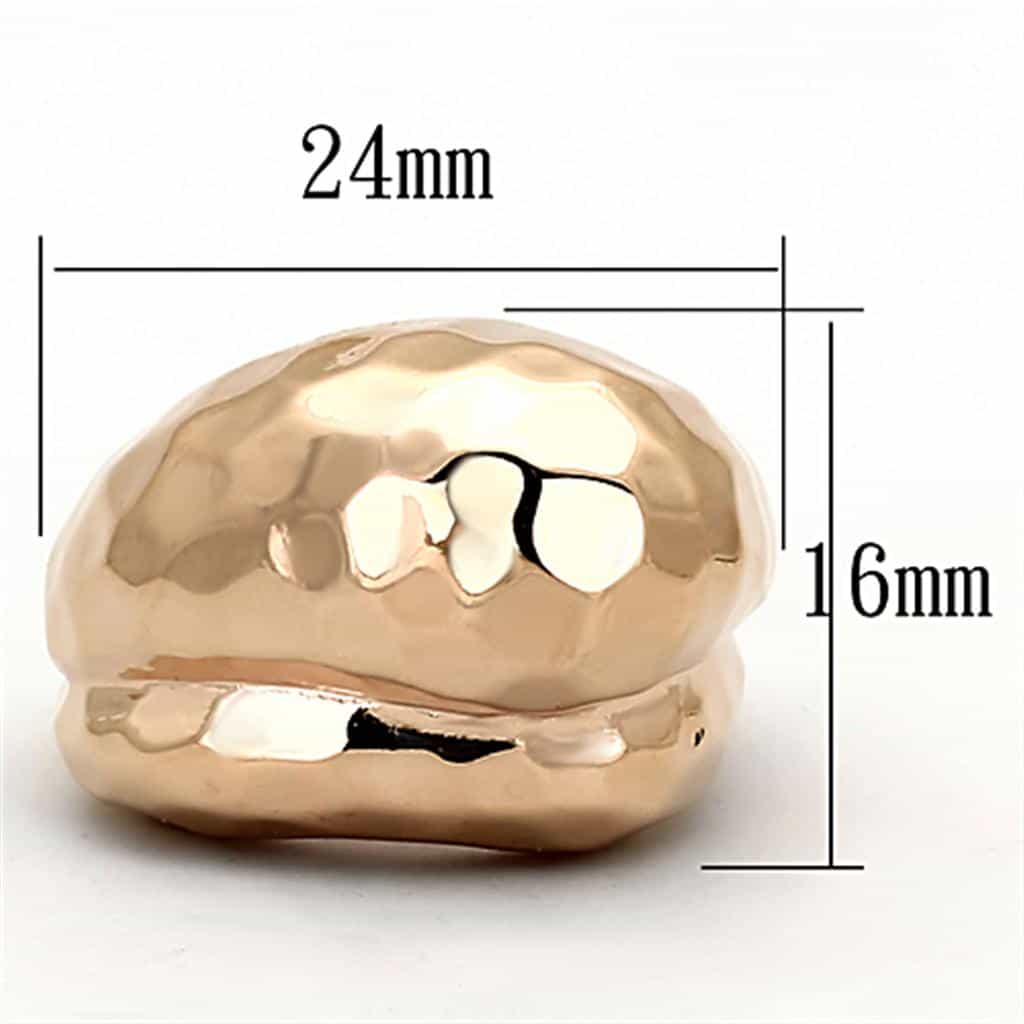 Brass Rose Gold Hammered Wave Dome Cocktail Ring view 2