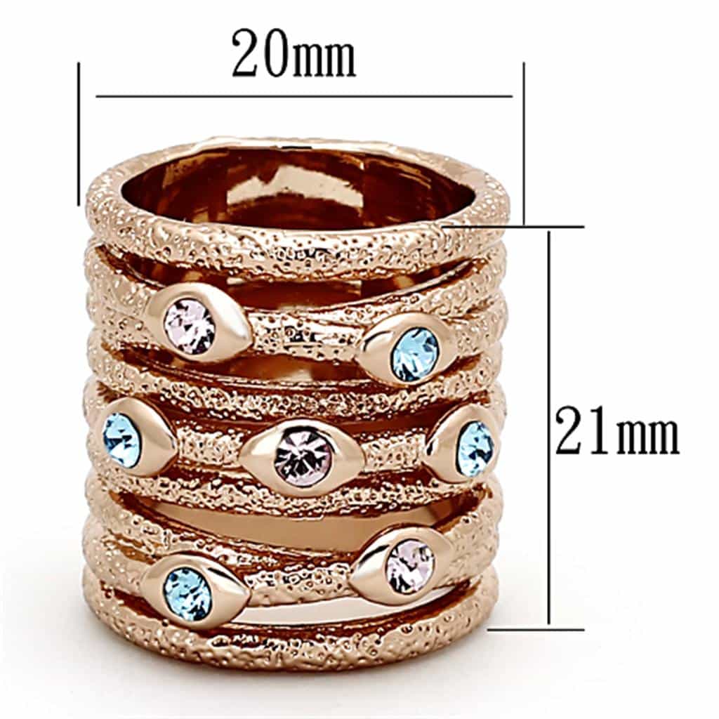 Brass Rose Gold Matte Textured CZ Bezel Multi Row Ring view 4