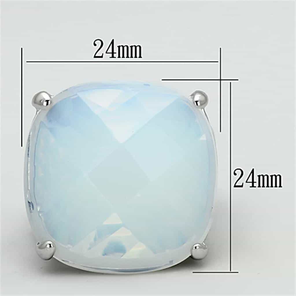 Brass Silver Opalite Cushion Cut Solitaire Cocktail Ring view 4