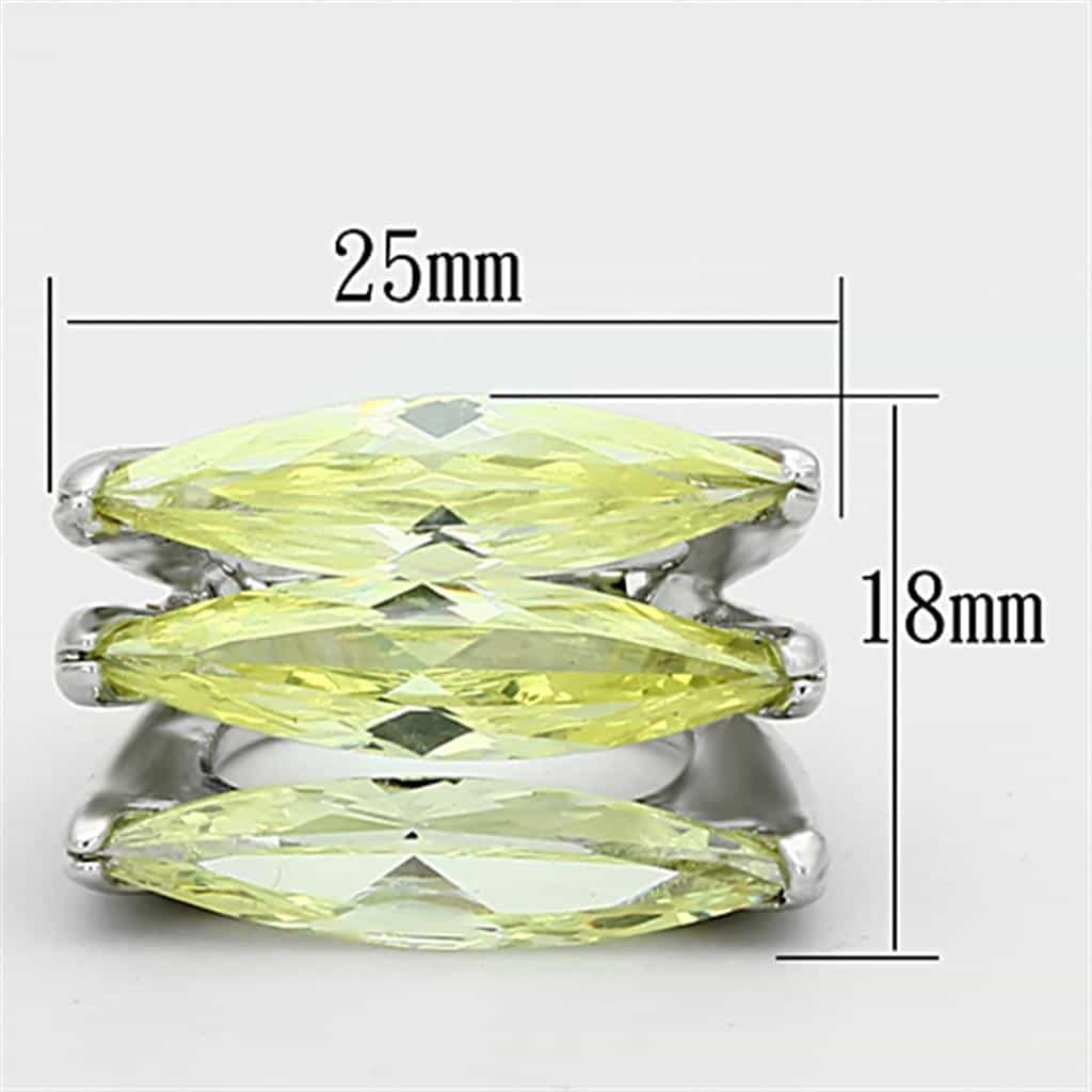 Brass Silver Peridot Green CZ Triple Marquise Cocktail Ring view 4