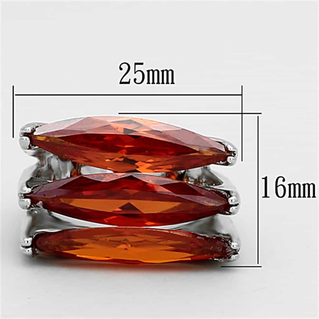 Brass Silver Dark Red Garnet CZ Triple Marquise Cocktail Ring view 4