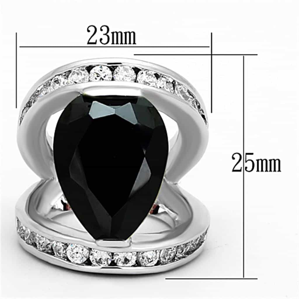 Brass Silver Black Onyx CZ Pear Channel Cocktail Ring view 2
