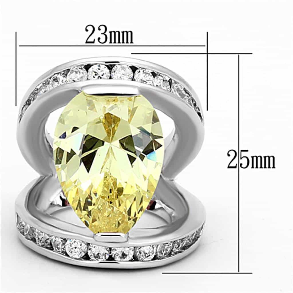 Brass Silver Yellow Citrine CZ Pear Channel Cocktail Ring view 2