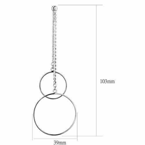 Sterling Silver CZ Circle Chain Drop Dangle Earrings view 2