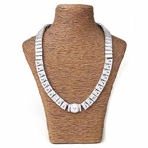 Sterling Silver CZ Princess Halo Channel Tennis Necklace view 2