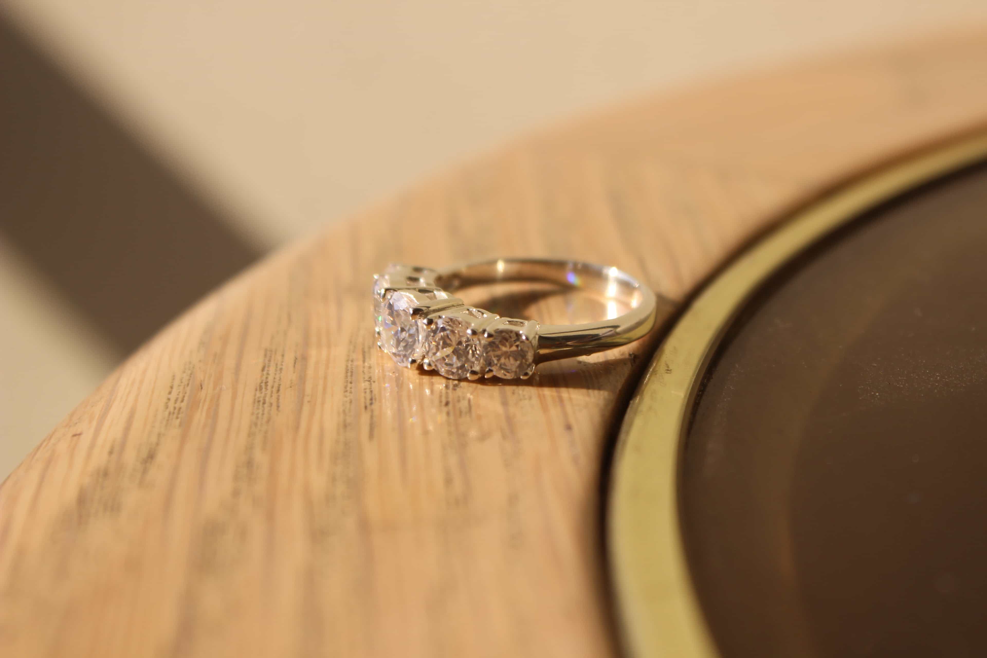 Sterling Silver Gold CZ Round Halo Eternity Band Ring view 2