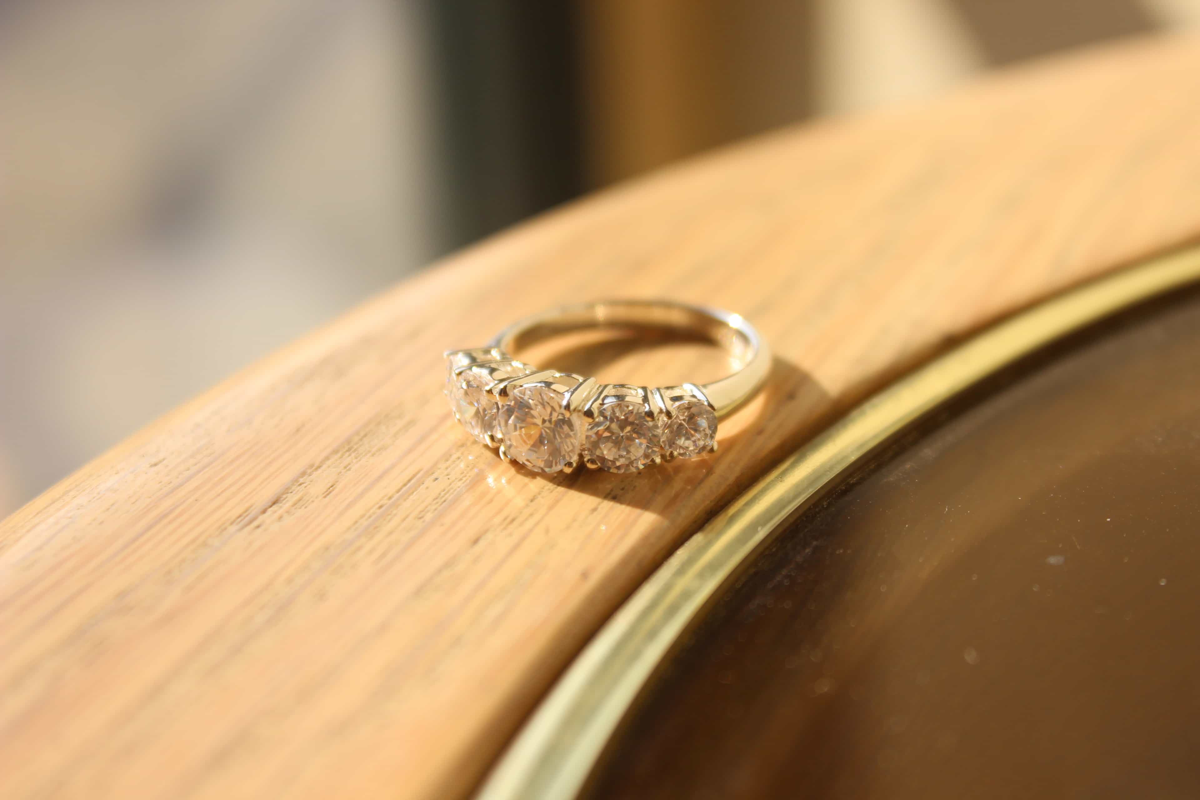 Sterling Silver Gold CZ Round Halo Eternity Band Ring view 3