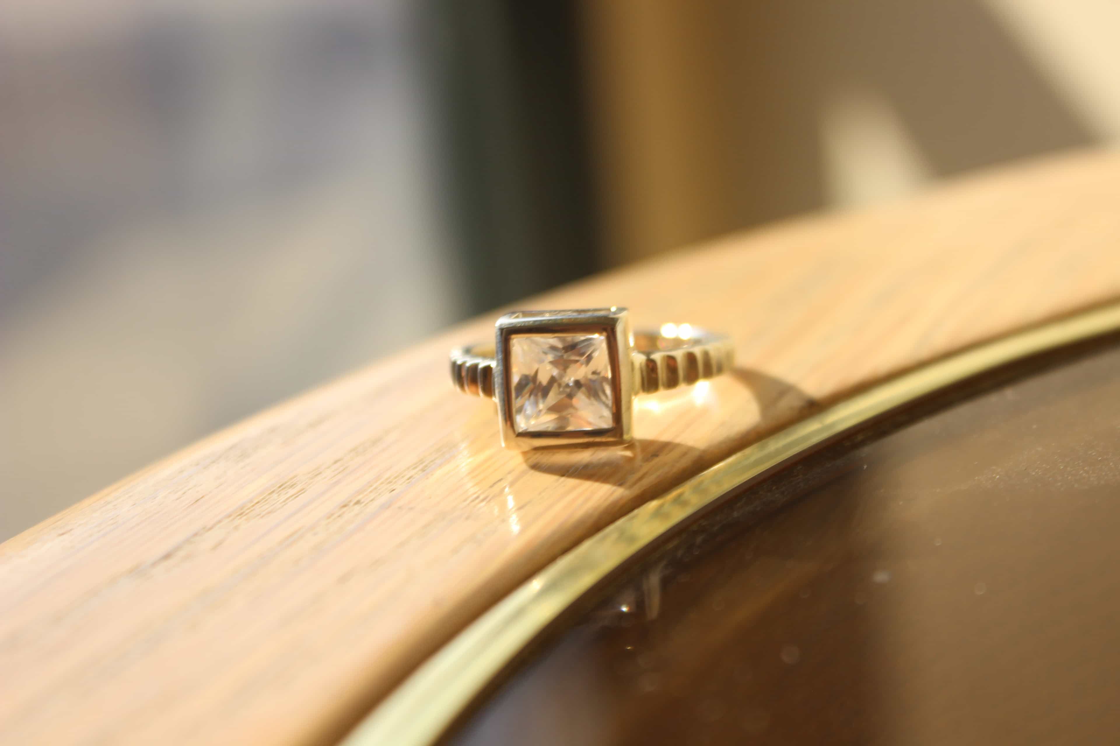 Sterling Silver Gold CZ Flower Cluster Halo Band Ring view 6