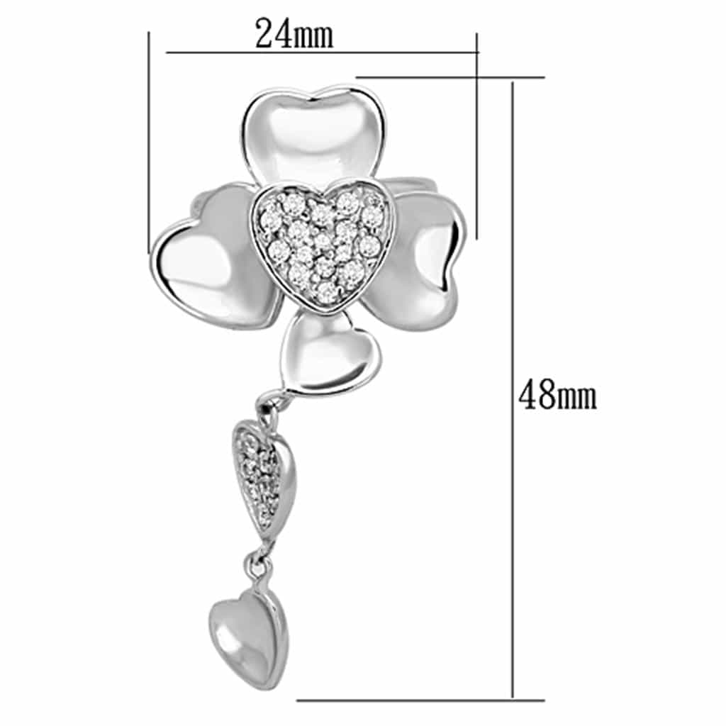 Sterling Silver CZ Pave Heart Clover Charm Cocktail Ring view 4