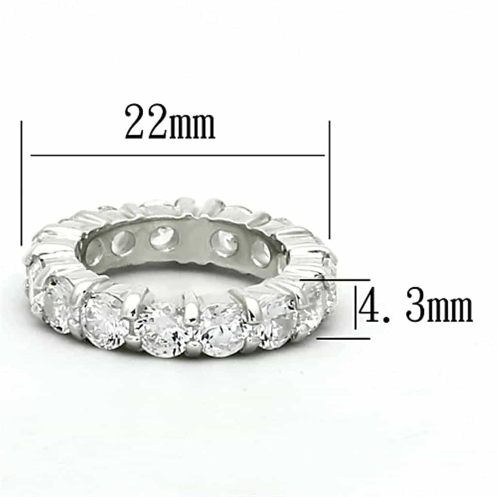Sterling Silver CZ Round Prong Eternity Band Ring view 2