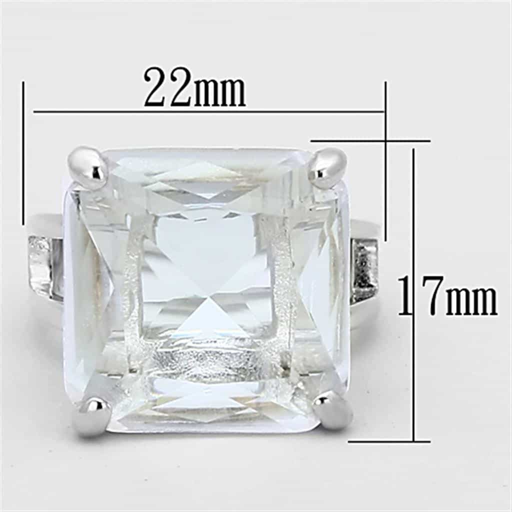 Sterling Silver CZ Princess Oversized Solitaire Ring view 4