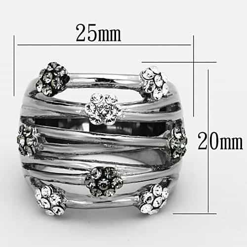 Stainless Steel Silver CZ Multi Wire Stacking Wide Band Ring view 6