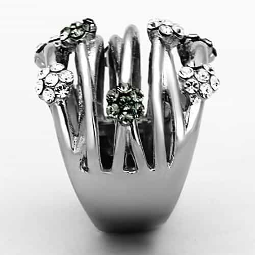 Stainless Steel Silver CZ Multi Wire Stacking Wide Band Ring view 8